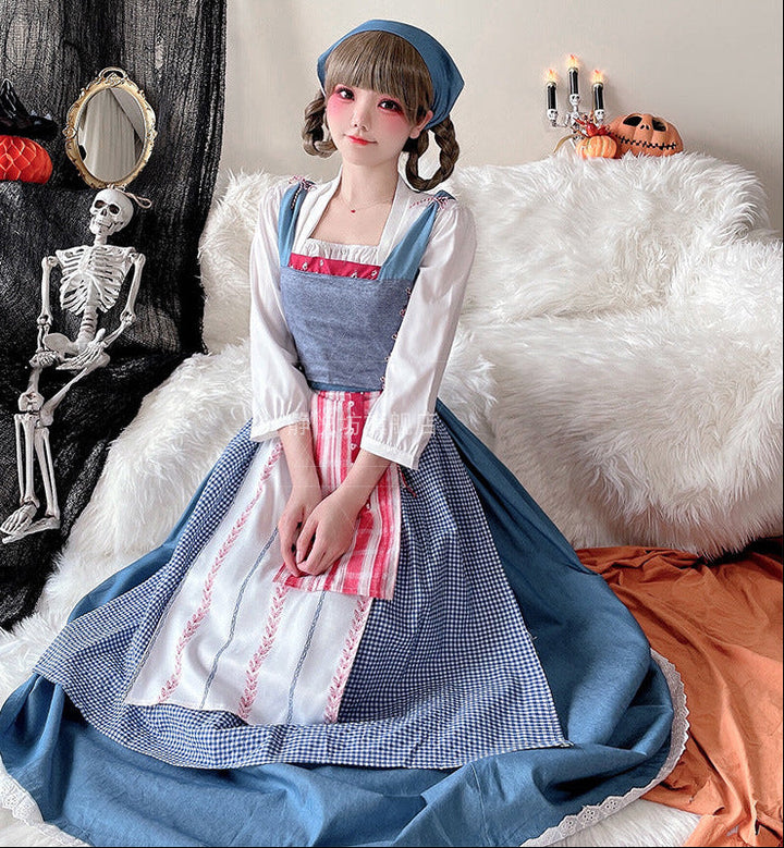Damen Vintage Schürzenkleid mit fließendem Rock und zarten Rüschendetails Echo Archiv
