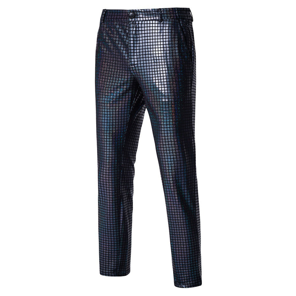 Herren nan Slim-Fit Anzughose mit glänzender Paillettenoptik und feinem Karomuster Echo Archiv