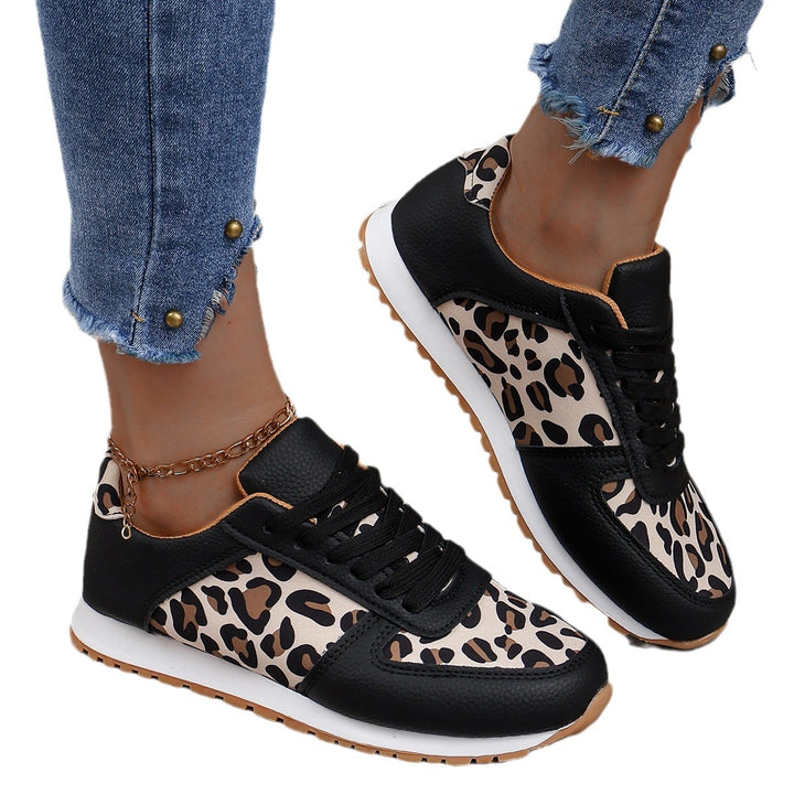 Damen sportliche Leoparden-Print Retro-Sneaker mit gepolstertem Komfortfußbett und profilierter Gummisohle Echo Archiv