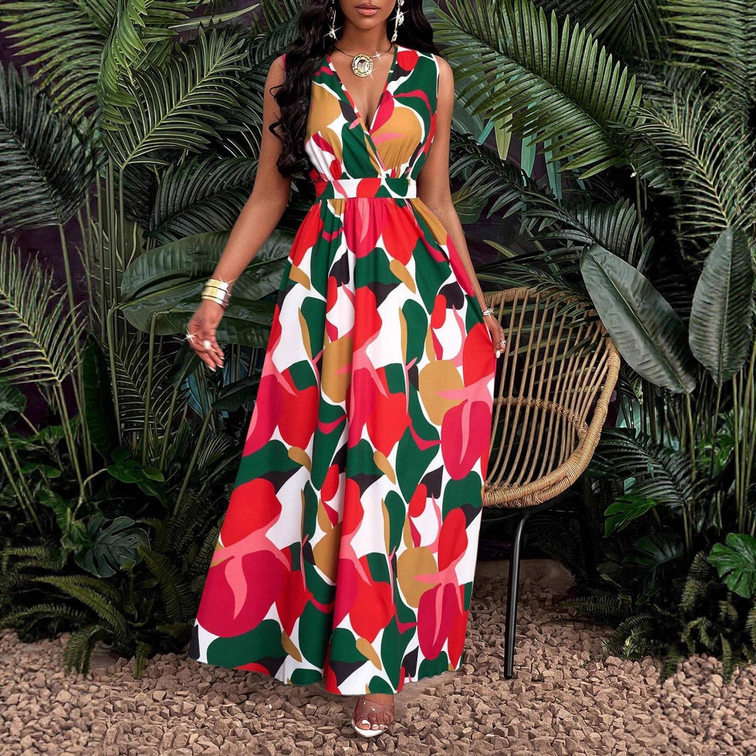 Damen Maxi-Kleid mit elegantem V-Ausschnitt Echo Archiv