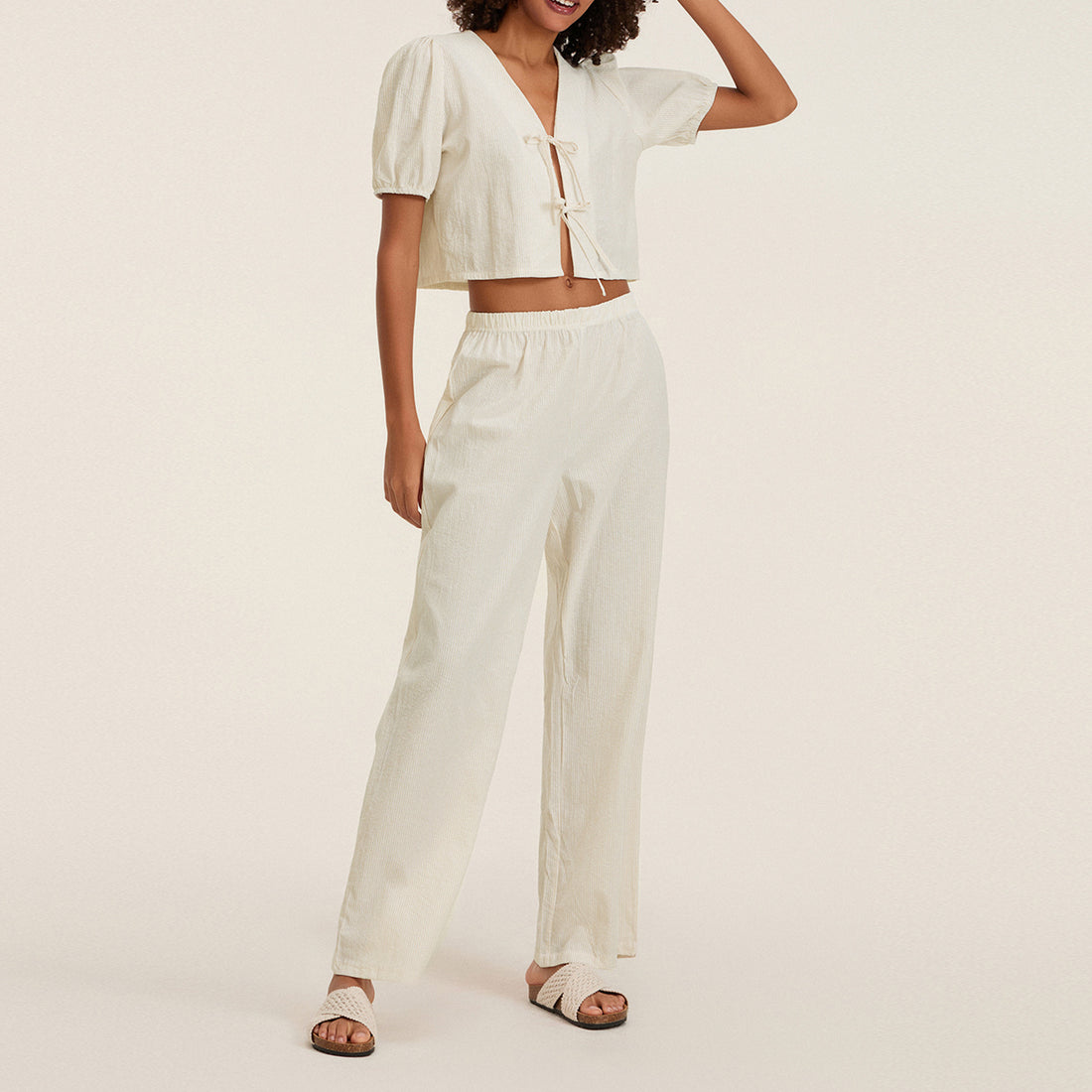 Damen luftiges Sommer-Jumpsuit mit Raffung – Solévia