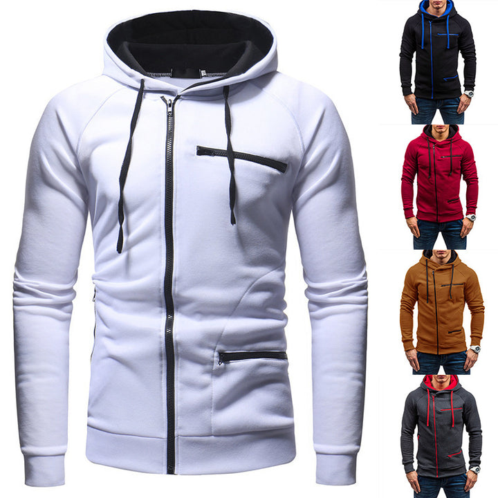 Herren Kapuzenjacke mit modernem Reißverschluss und kontrastiven Details Echoarchiv