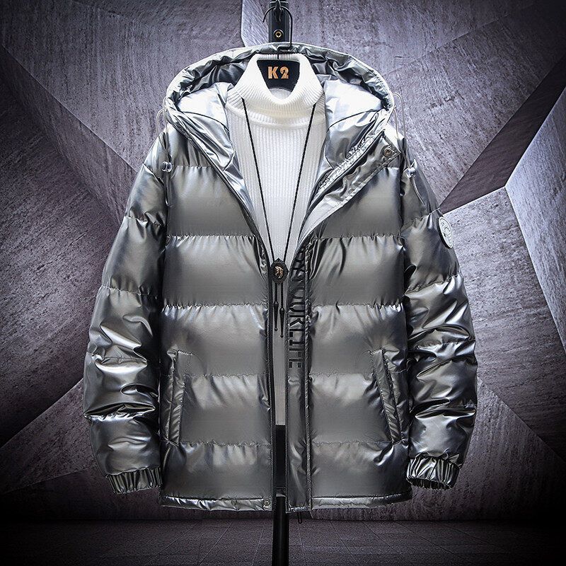 Herren glanzende steppjacke mit Kapuze und thermoisolierter Füllung Echoarchiv