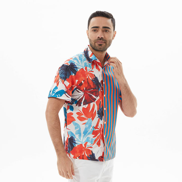 Herren Kurzarmhemd mit buntem Muster und Sommerdesign Echoarchiv