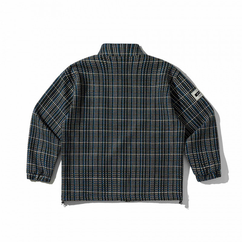 Unisex Kastenförmige karierte Fleece-Übergangsjacke mit Reißverschluss, Stehkragen und Zipp-Taschen Echo Archiv