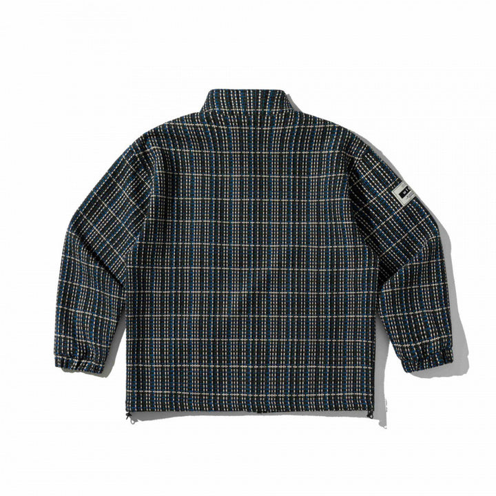 Unisex Kastenförmige karierte Fleece-Übergangsjacke mit Reißverschluss, Stehkragen und Zipp-Taschen Echo Archiv