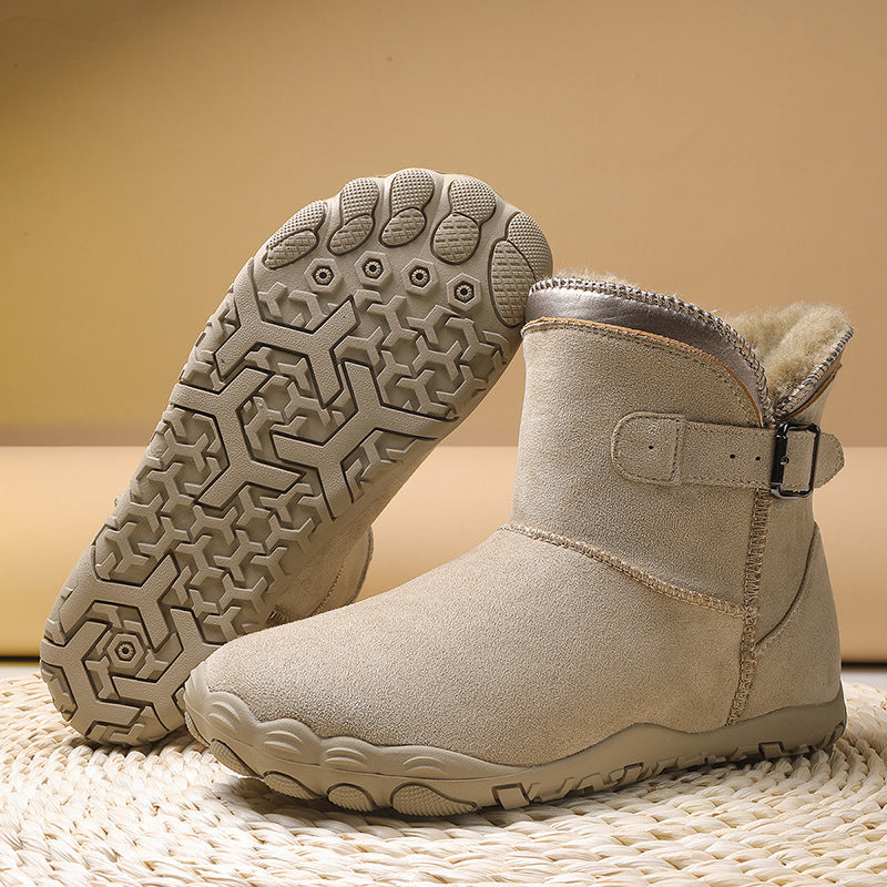Damen Winterstiefelette mit Kunstfellfutter, rutschfester Profilsohle und verstellbarem Schnallenriemen – Lioré