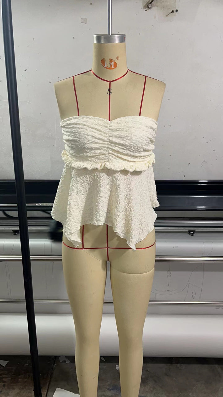 Damen luftiges Top mit Rüschendetail Echo Archiv