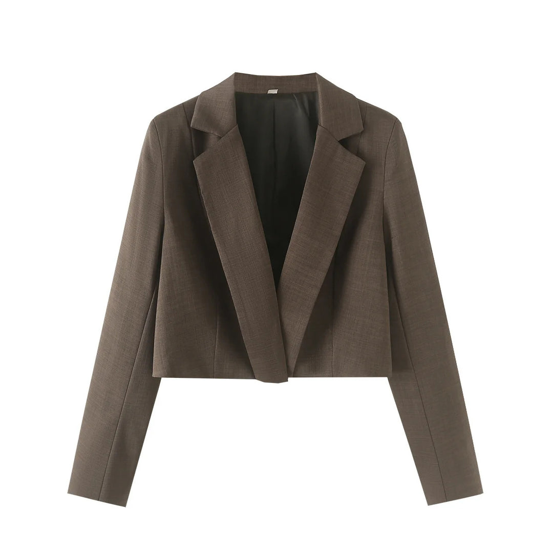 Damen cropped Reversblazer-Set mit kurzem Sakko und Highwaist Weitbein-Hose – Valéne