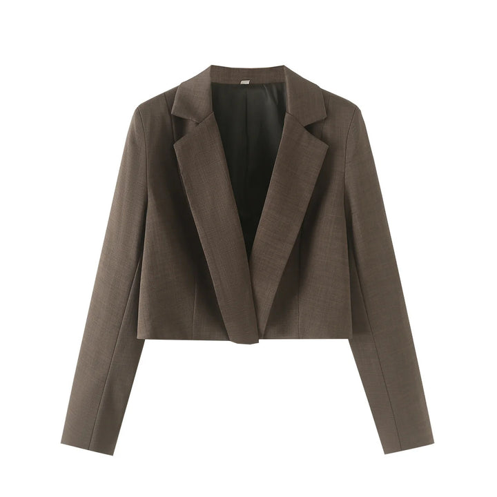 Damen cropped Reversblazer-Set mit kurzem Sakko und Highwaist Weitbein-Hose – Valéne