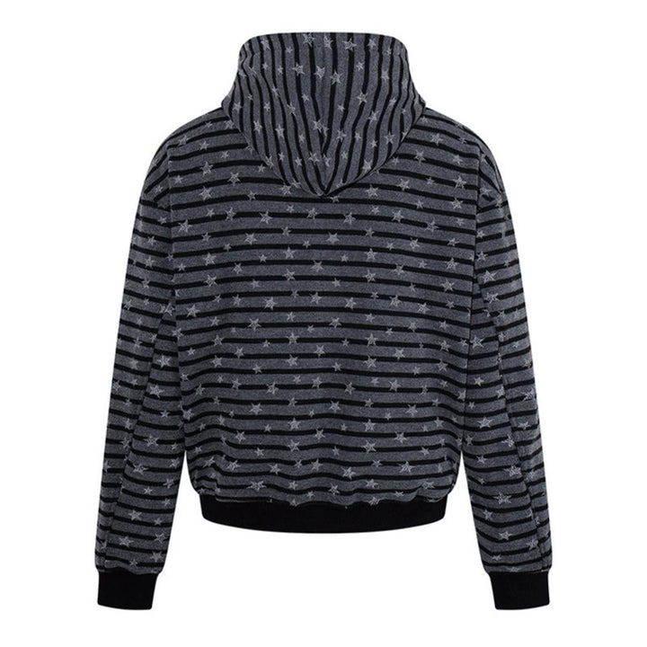 Damen Legere Kapuzen-Zipjacke im Streifenjacquard mit Sternchenstruktur Echoarchiv