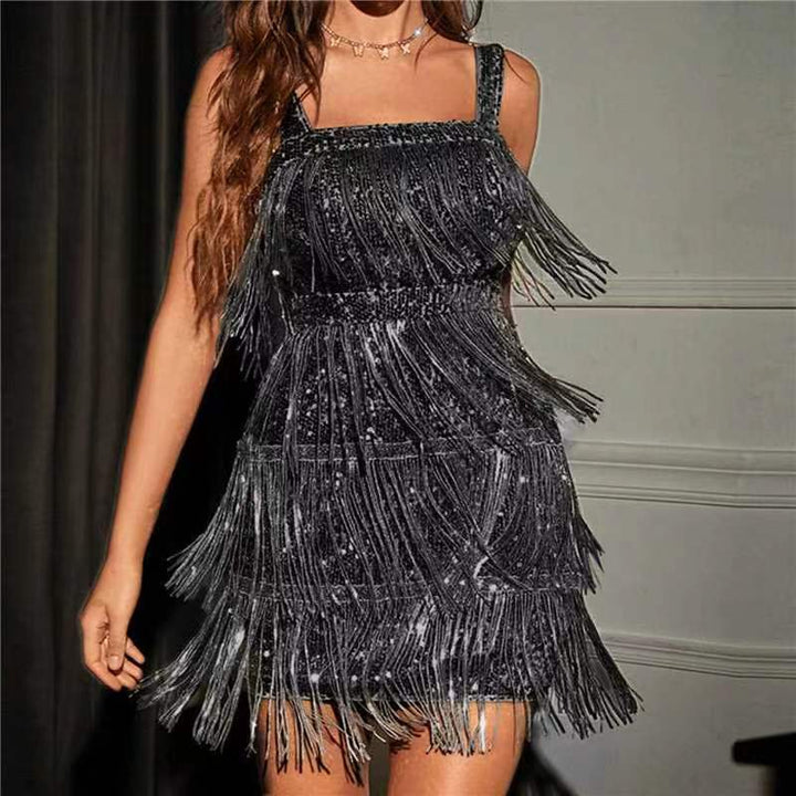 Damen Fransen Kleid mit glänzendem Detail Echo Archiv