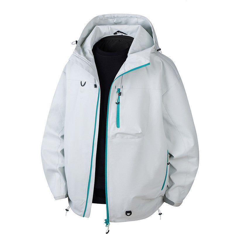 Herren Urbane Schutz-Softshelljacke mit verstellbarer Kapuze, Kontrast-Reißverschlüssen und Brusttasche Echo Archiv