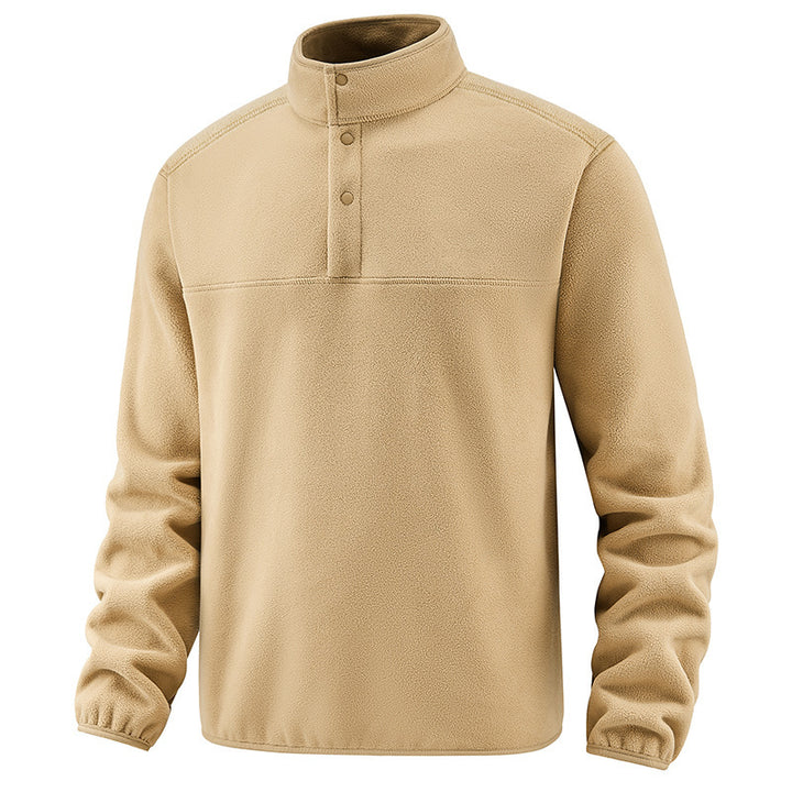 Herren Legerer Thermo-Fleece-Troyer mit Knopfleiste und elastischen Bündchen Echo Archiv