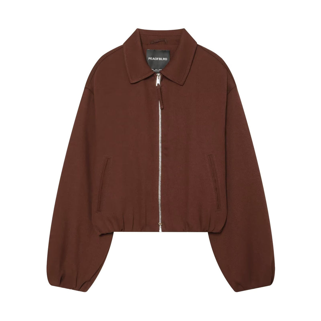 Damen Kurze Boxy-Blousonjacke aus Baumwollmix mit Front-Reißverschluss Echo Archiv