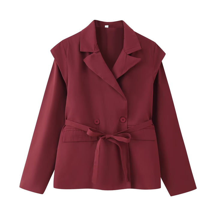 Damen Taillierter Bindegürtel-Blazer mit doppelter Knopfleiste und Reverskragen Echo Archiv