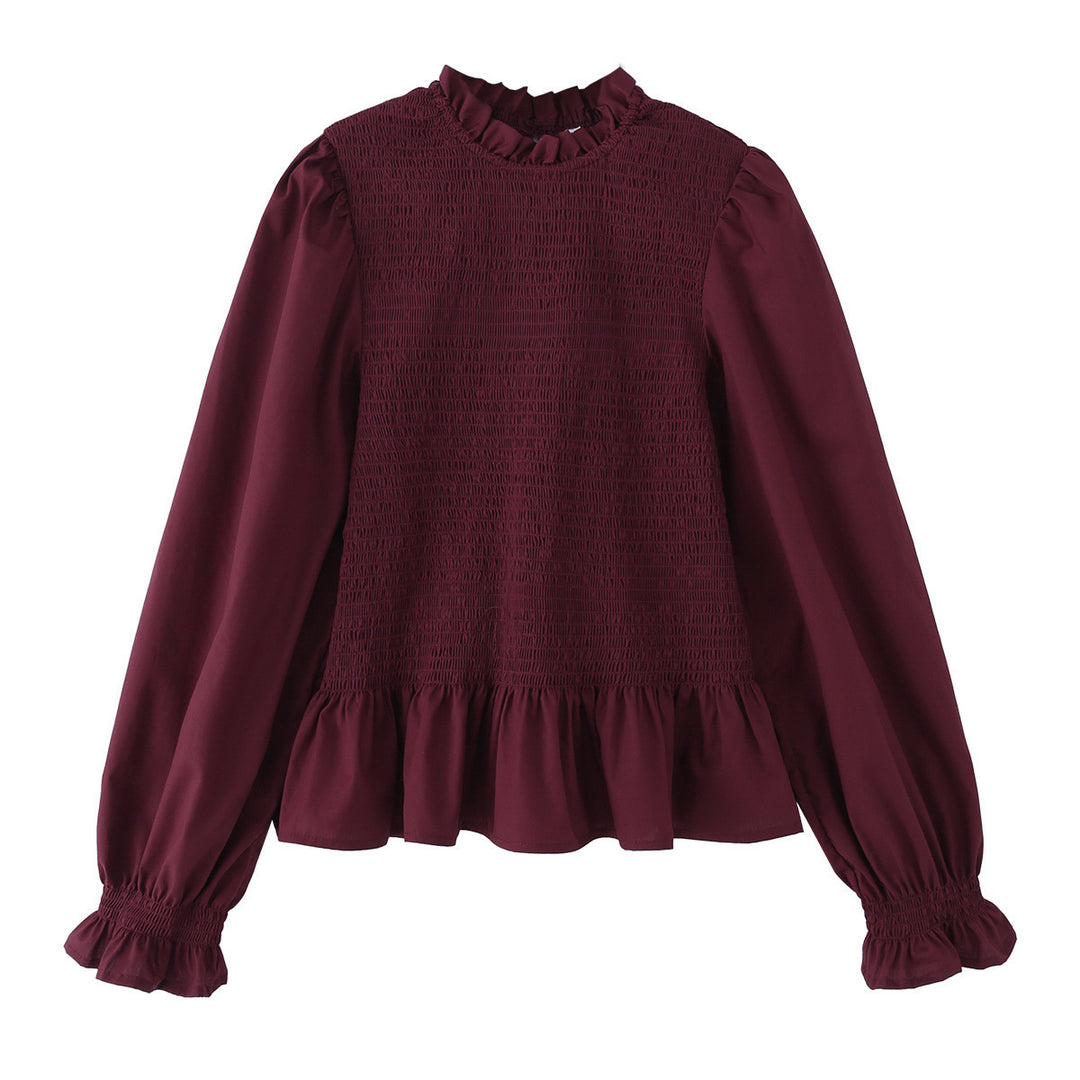 Damen 10+ leichtes Smock‑Blusenshirt mit Rüschenkragen, Ballonärmeln und Schößchen Echo Archiv