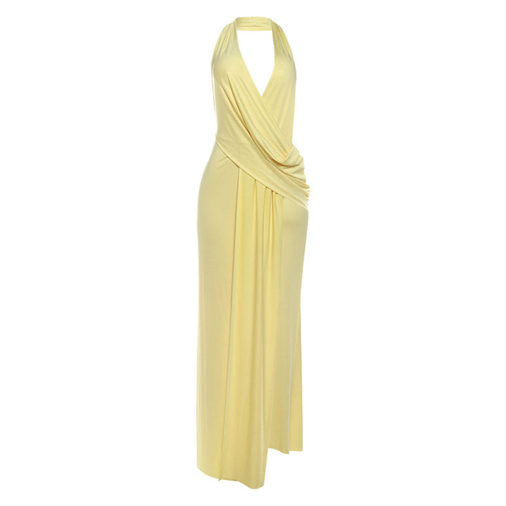 Damen elegantes Wickelkleid mit tiefem V-Ausschnitt und fließendem Stoff Echo Archiv