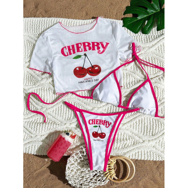 Damen Crop-Top Bikini-Set mit sportlichem Schnitt und Brasil-Print Echo Archiv