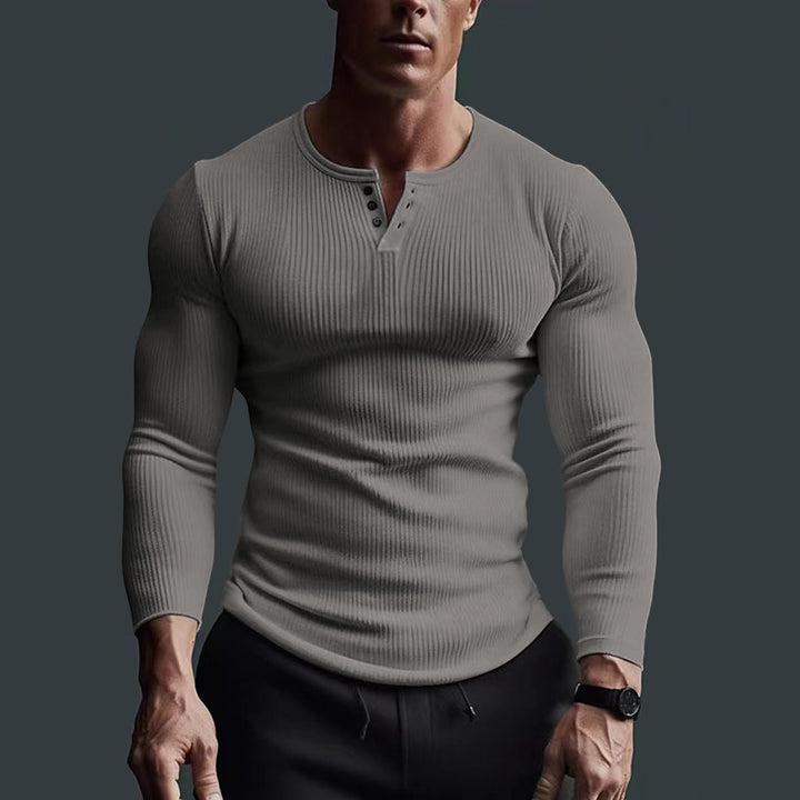 Herren Langarm-Knopfshirt im modernen Rippdesign Echoarchiv