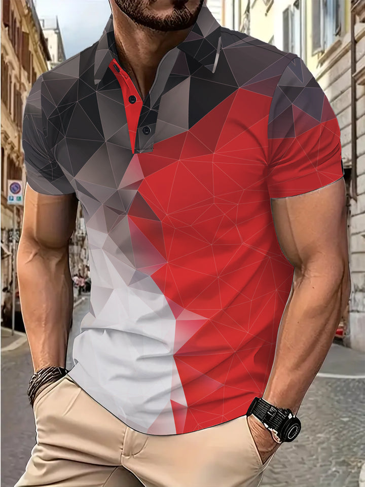 Herren Poloshirt mit innovativem geometrischen Druckdesign Echoarchiv