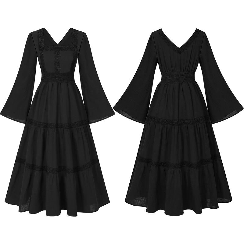 Damen romantisches Maxikleid mit Carmen-Ausschnitt, Puffärmeln, tailliertem Mieder und seitlicher Raffung – Valéora