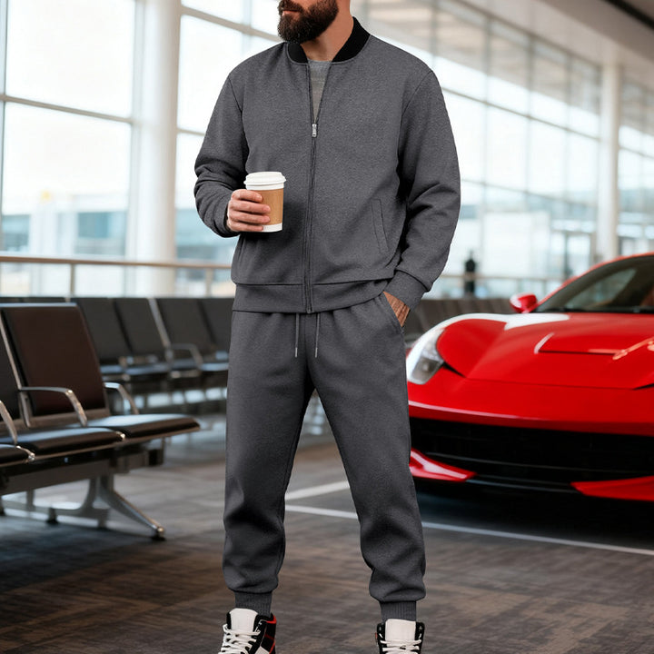 Herren lässiges Sportanzug-Set mit praktischen Taschen und durchgehendem Reißverschluss Echoarchiv