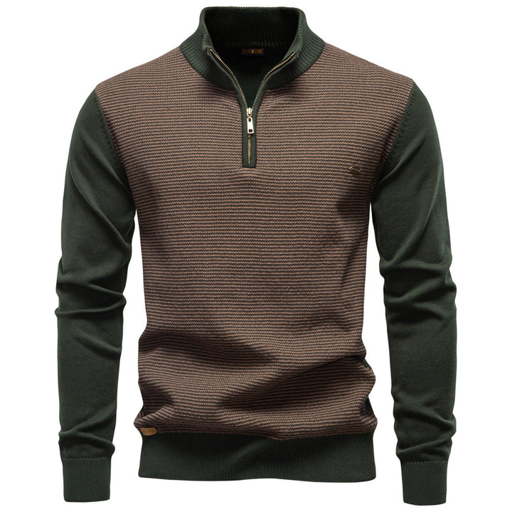 Herren Stehkragenpullover mit strukturiertem Muster Echoarchiv