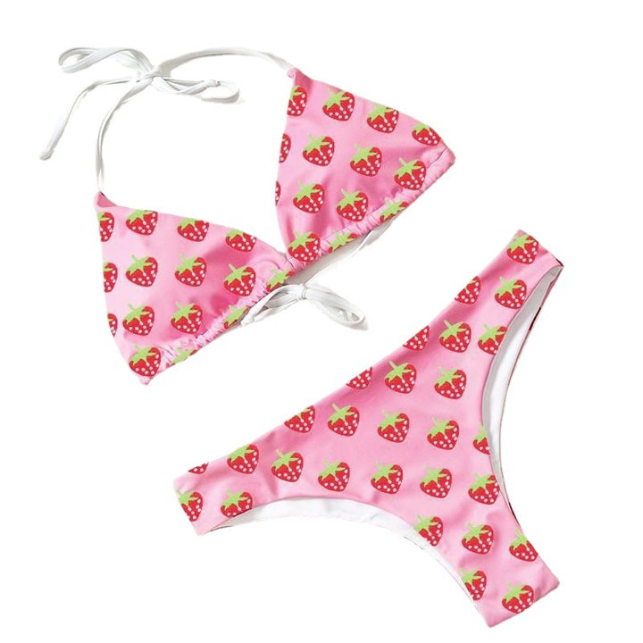 Damen Triangel-Bikini mit fruchtigen Erdbeerprint Echo Archiv