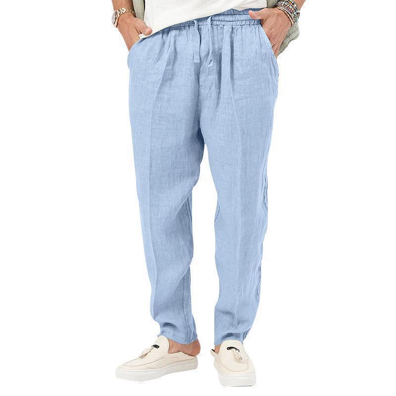 Herren Lockere Leinenhose mit elastischem Bund Echoarchiv