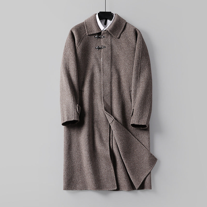 Herren Gerader Wollmix-Longcoat mit verdeckter Front und dekorativen Knebelverschlüssen Echoarchiv