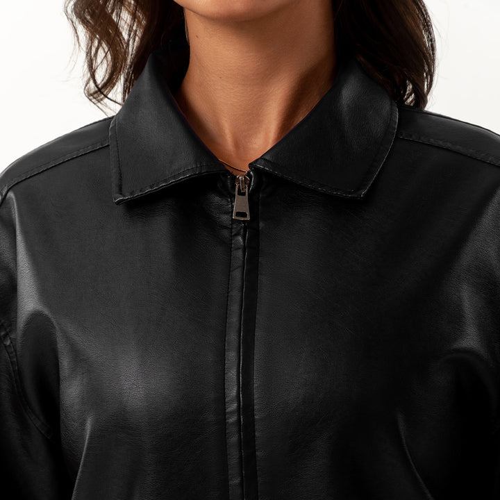 Damen nan leichte Satin Bomberjacke mit Reißverschluss und lockerer Passform Echo Archiv