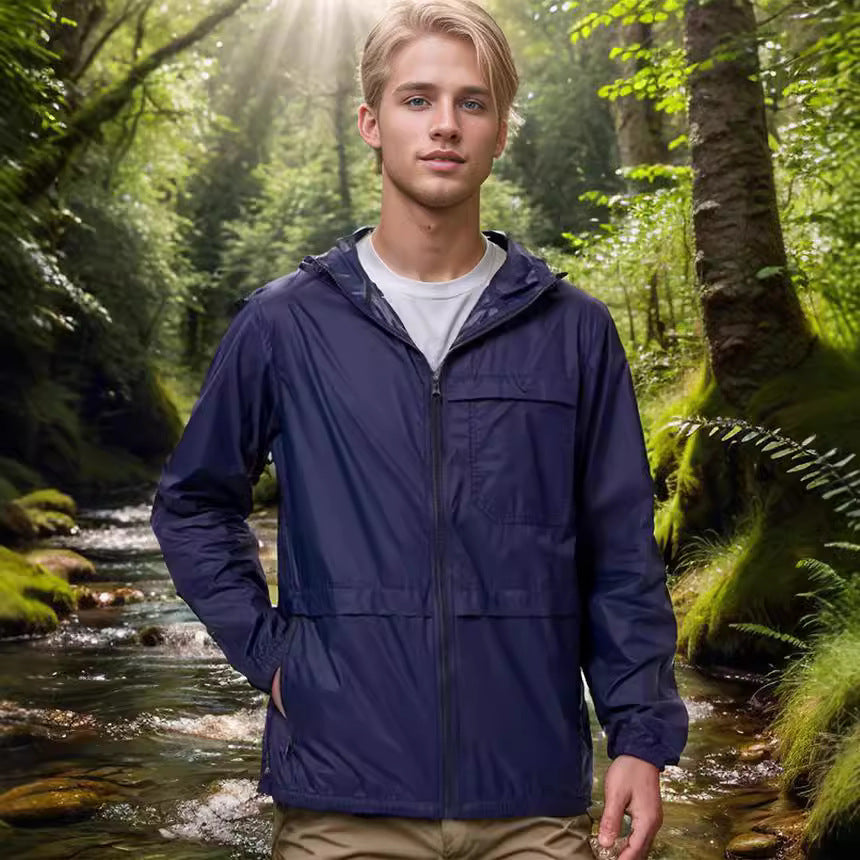 Herren leichte Outdoor-Jacke mit verstellbarem Kapuzenkragen und funktionalen Taschen Echoarchiv