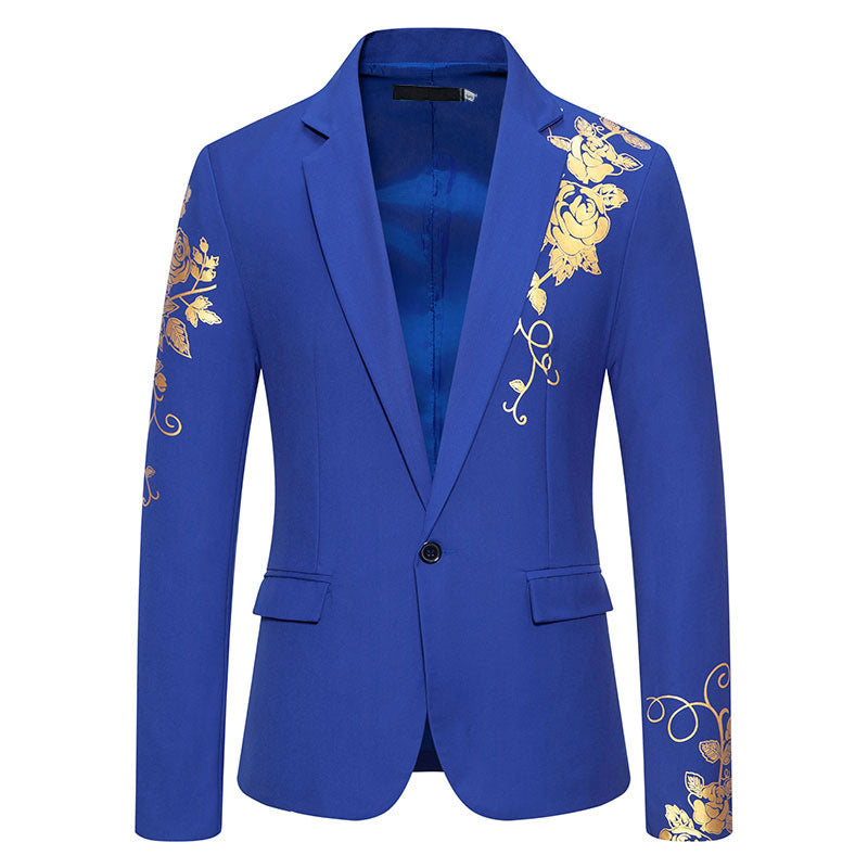Herren eleganter Blazer mit floralem Stickdesign und feinen Details Echoarchiv