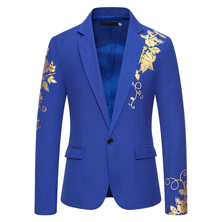 Herren eleganter Blazer mit floralem Stickdesign und feinen Details Echoarchiv