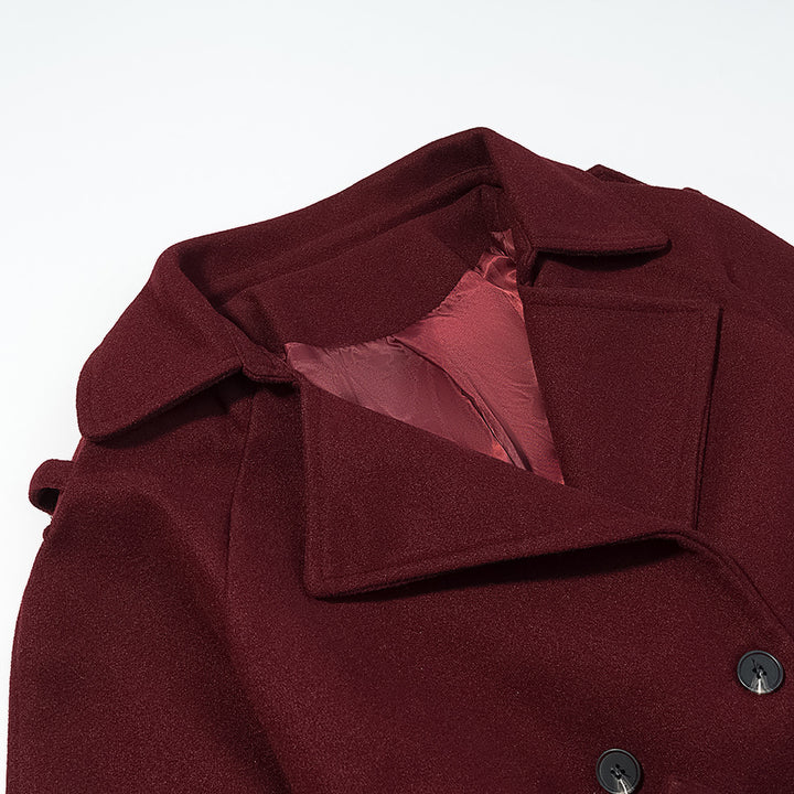 Damen Maxilanger Wollmix-Trenchcoat mit Schulterpasse, Bindegürtel und Krempelärmeln Echo Archiv