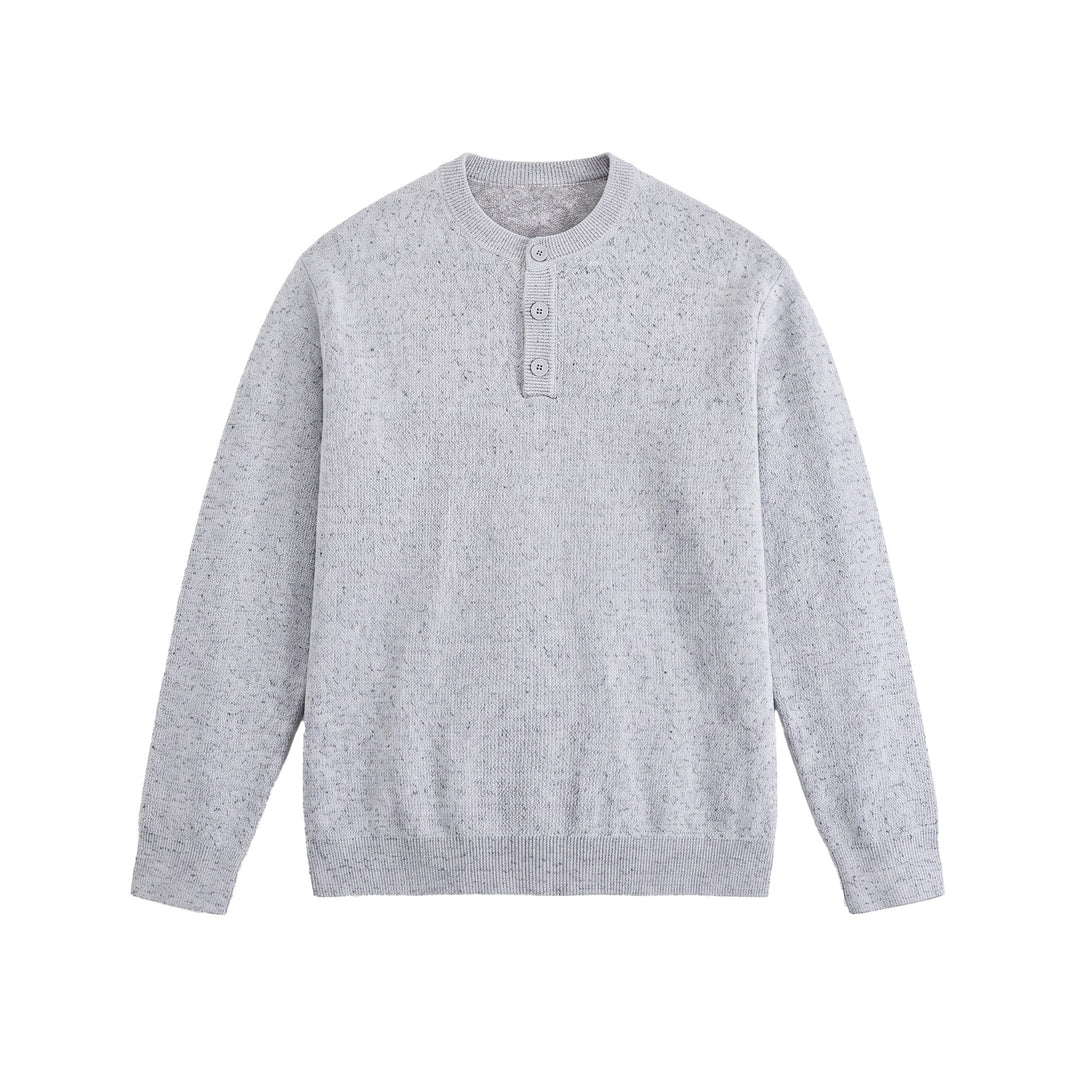 Herren Strukturierter Henley‑Strickpullover mit Dreifach‑Knopfleiste Echoarchiv