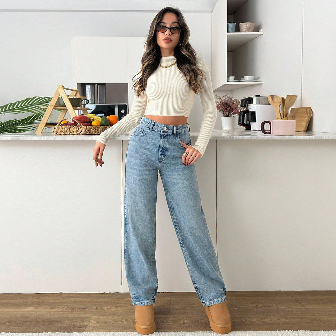 Damen Relaxed-Fit High‑Waist Jogger-Jeans mit elastischem Knöchelabschluss Echo Archiv