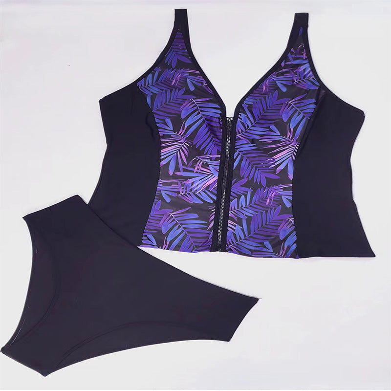 Damen Bikini-Set mit modischem Zip-Oberteil und bequemen High-Waist-Slip Echo Archiv