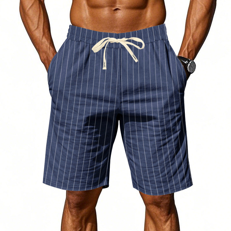 Herren Strandshorts mit vertikalem Streifenmuster und elastischem Kordelzug Echoarchiv