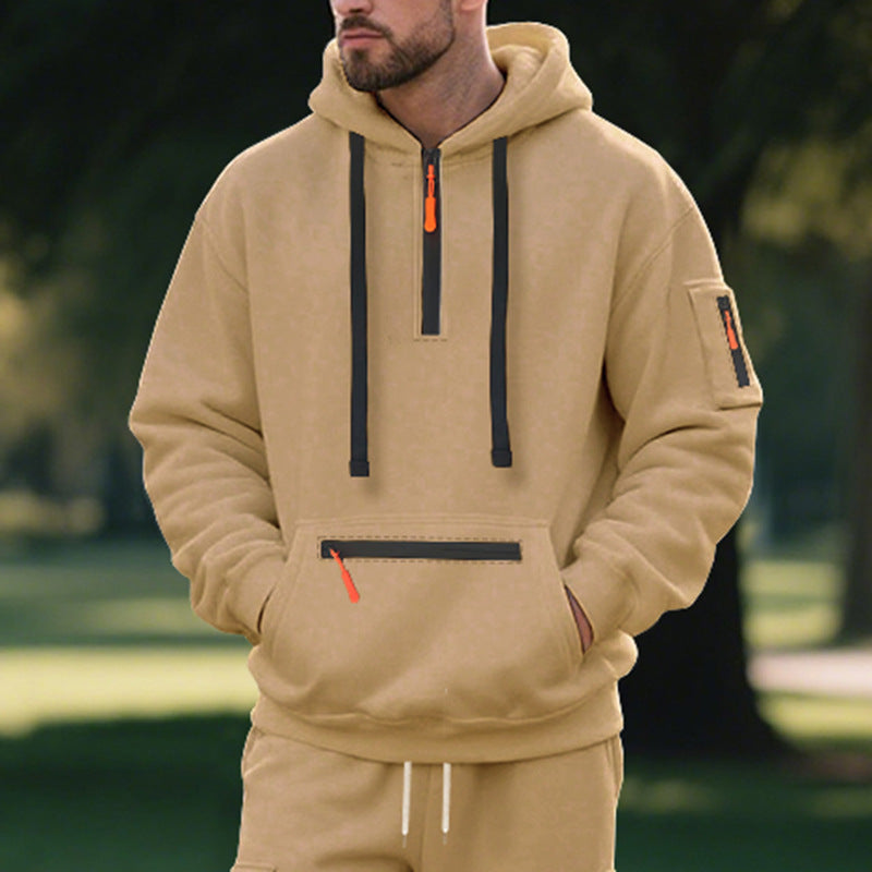 Herren funktionaler Kapuzenpullover mit Reißverschluss und seitlichen Taschen Echoarchiv