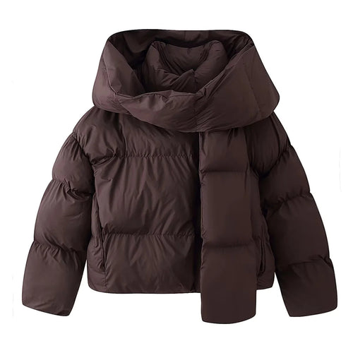 Damen wattierte Kurzsteppjacke mit voluminösem Schalkragen und Oversize-Schnitt – Célinea