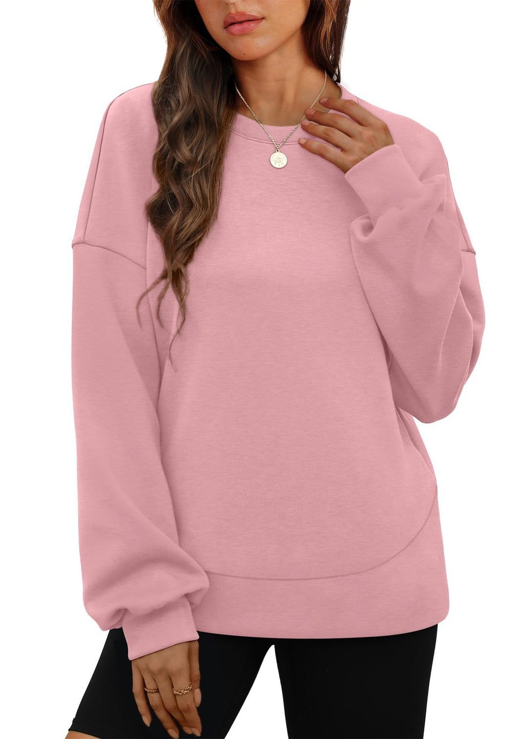 Damen nan lässiges Oversize Rundhals-Sweatshirt mit überschnittener Schulter gerundetem Saum und weichem Innenfutter Echo Archiv