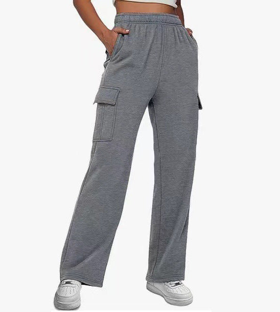 Damen nan lässige Cargo-Freizeithose mit weitem Bein elastischem Bund und aufgesetzten Taschen Echo Archiv