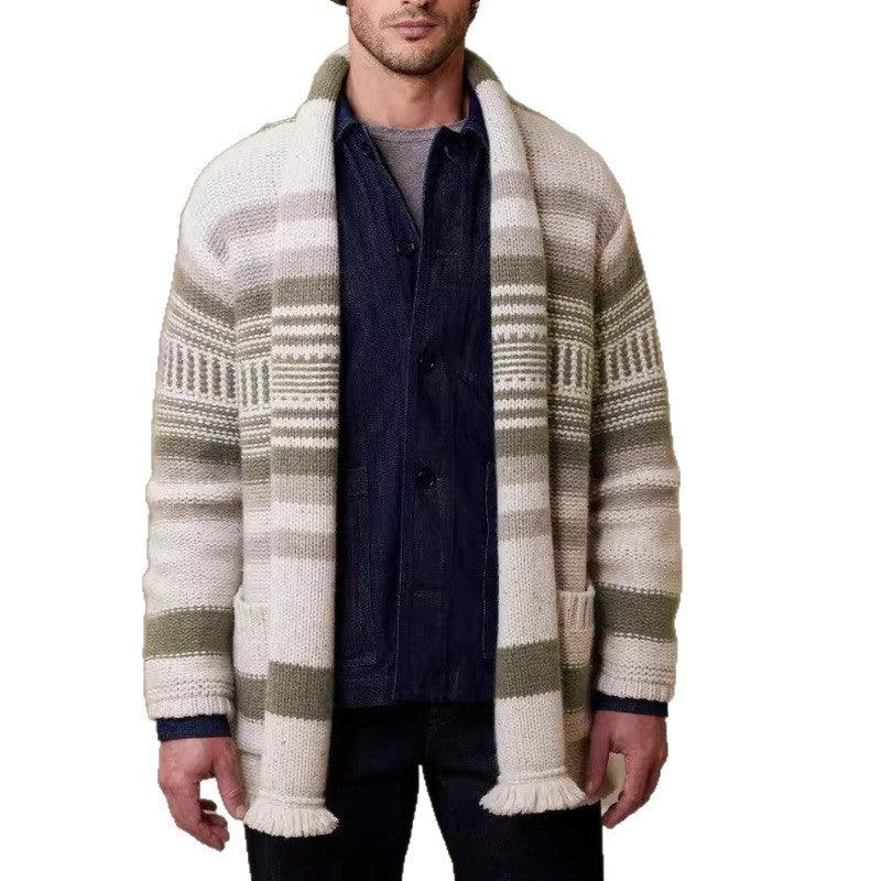 Herren Strickjacke mit modernem Muster und praktischen Taschen Echoarchiv