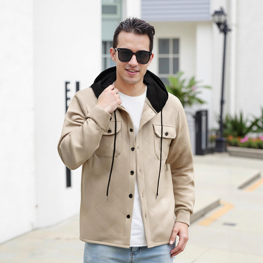Herren modische Hybrid-Jacke mit abnehmbarer Kapuze und praktischen Taschen Echoarchiv