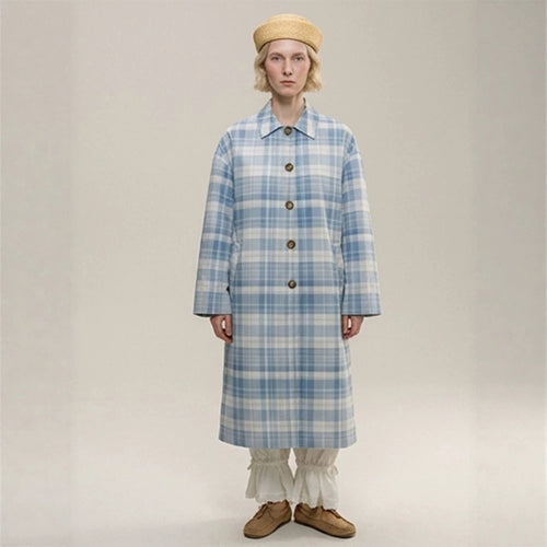 Damen Karierter leichter Trenchcoat mit mittellanger Oversize‑Silhouette Echoarchiv