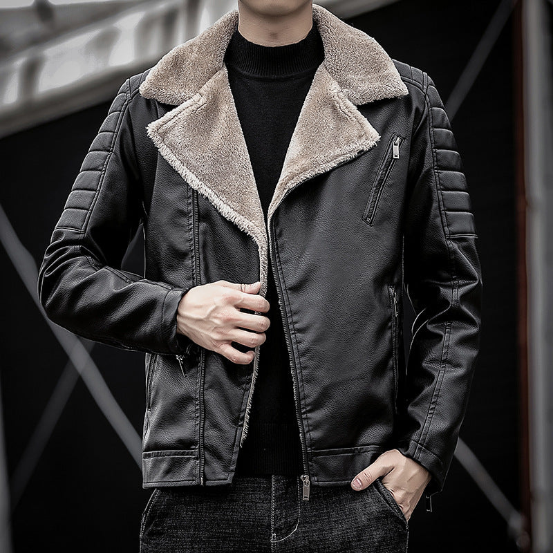 Herren Piloten-Lederjacke mit Teddyfutter, breitem Umlegekragen und gesteppter Ärmeldetail Echo Archiv
