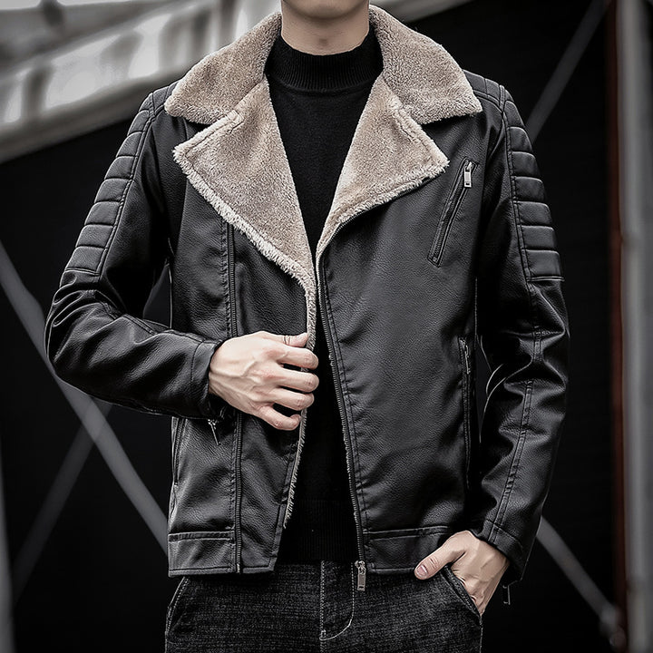 Herren Piloten-Lederjacke mit Teddyfutter, breitem Umlegekragen und gesteppter Ärmeldetail Echo Archiv