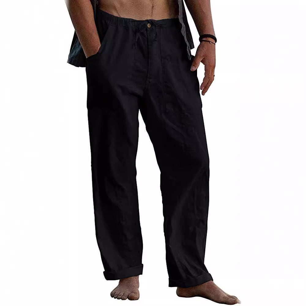 Herren nan leichte Leinenhose mit elastischem Bund und geradem Schnitt Echo Archiv